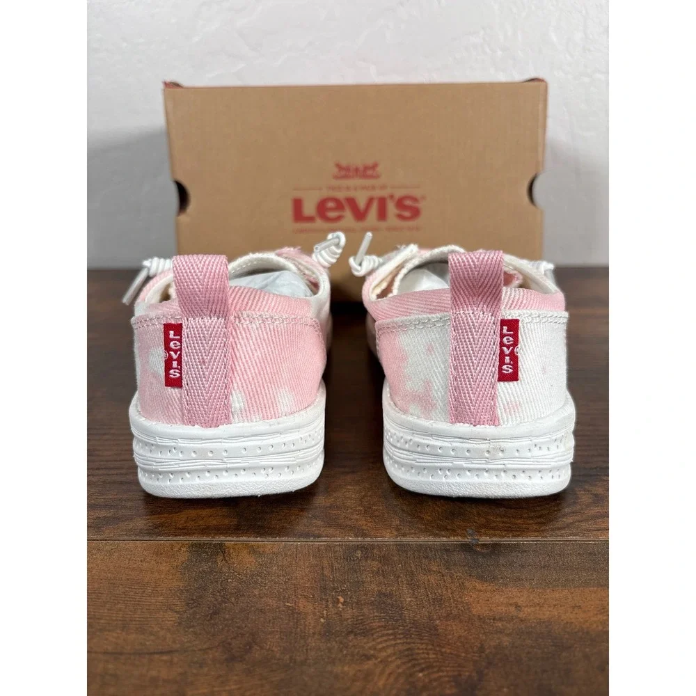 Levis Newt TD CVS‎ Toddler Size 2 Pink White Tie Dye Canvas Slip On Loafer Shoes